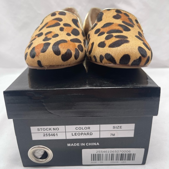 IMAN NWB 7 Calf Hair Gold Glitter Leopard Cheetah Animal Flats Shoes Loafer - Picture 2 of 7